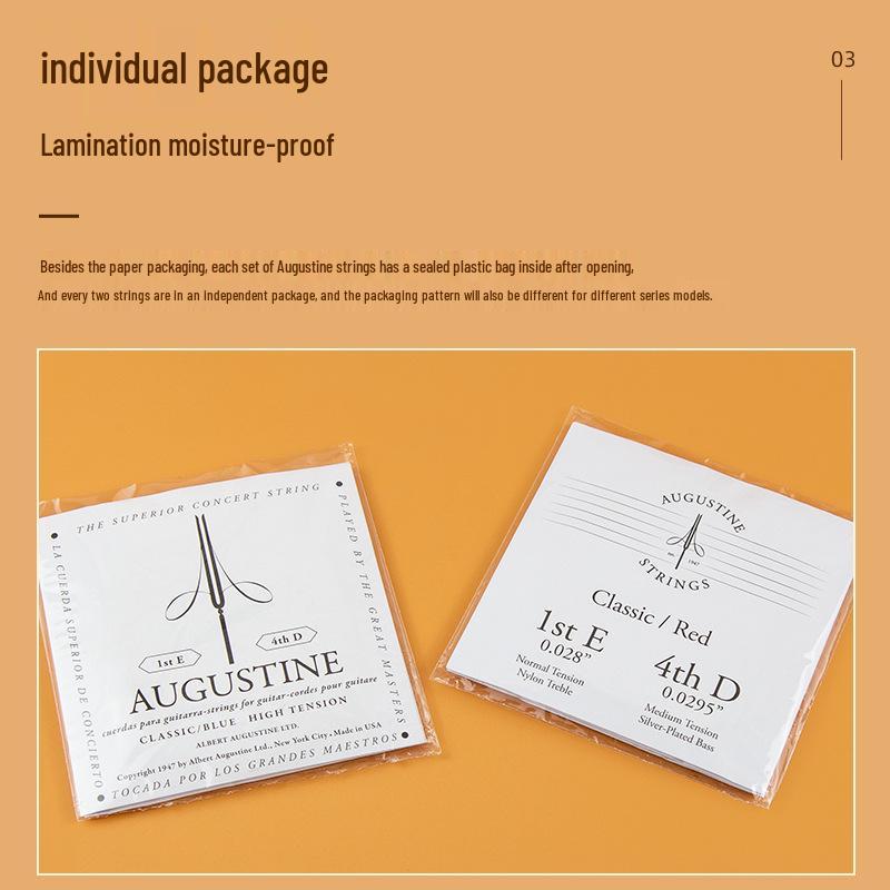 AUGUSTINE Augustine Classic Red Nylon Guitar Strings Set - Treble & Bass Tension