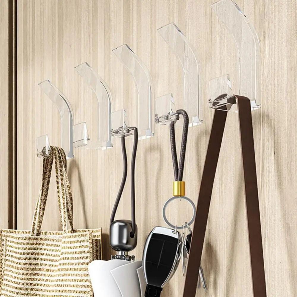 5Pcs/Set No Drilling Wall Hanging Hooks Clothes Towel Shower Organizers Plastic Storage Hanger