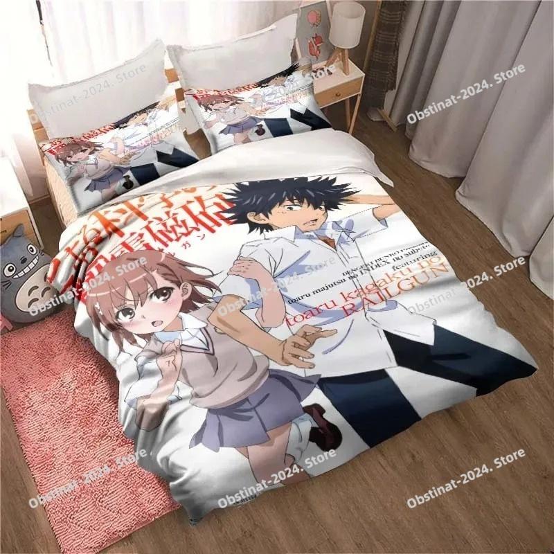 3D Print A Certain Scientific Railgun Sheets Bedding Set Duvet Cover Sheet Pillowcase Bed Soft Quilt Cover Full Queen King Size