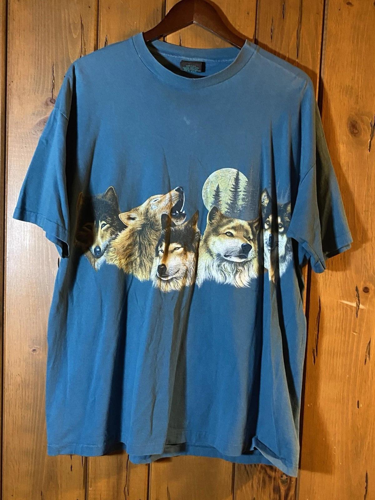 

Vintage 90s Habitat Wolf Pack T-Shirt XL - 1992 Made in USA Single Stitch Nature 4XL