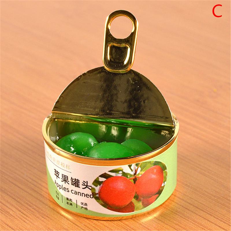 1Set DollHouse Mini Simulation Caviar Canned Fruit Beef Fish Canned Food Model Kitchen Open-cap cans Doll House Miniature Decor