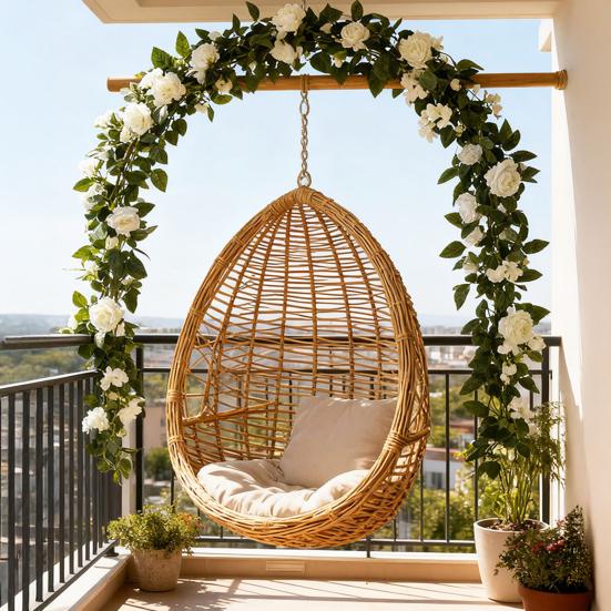 Guirlande de Fleurs de Rose Artificielles Résistante aux UV Vigne de Fleurs Artificielles Réalistes avec Feuilles Vertes Décoration en Rotin de Fleurs Simulées Suspendue pour Fête de Mariage