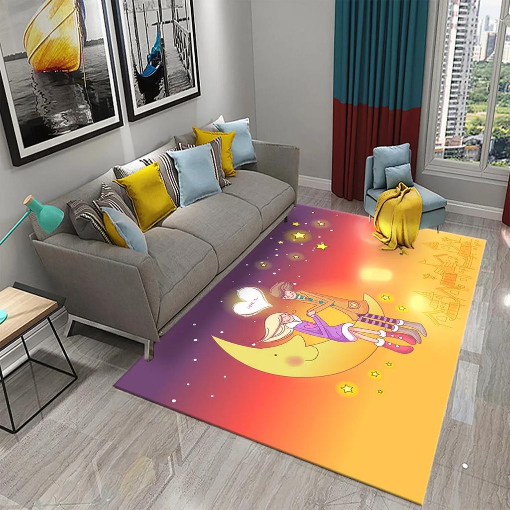 3D Roztomilý Kreslený Dívčí Koberec do Kuchyně Koupelny Vchod Protiskluzové Předložky Ložnice Obývací Pokoj Balkon Dekorace Koberce Koberce