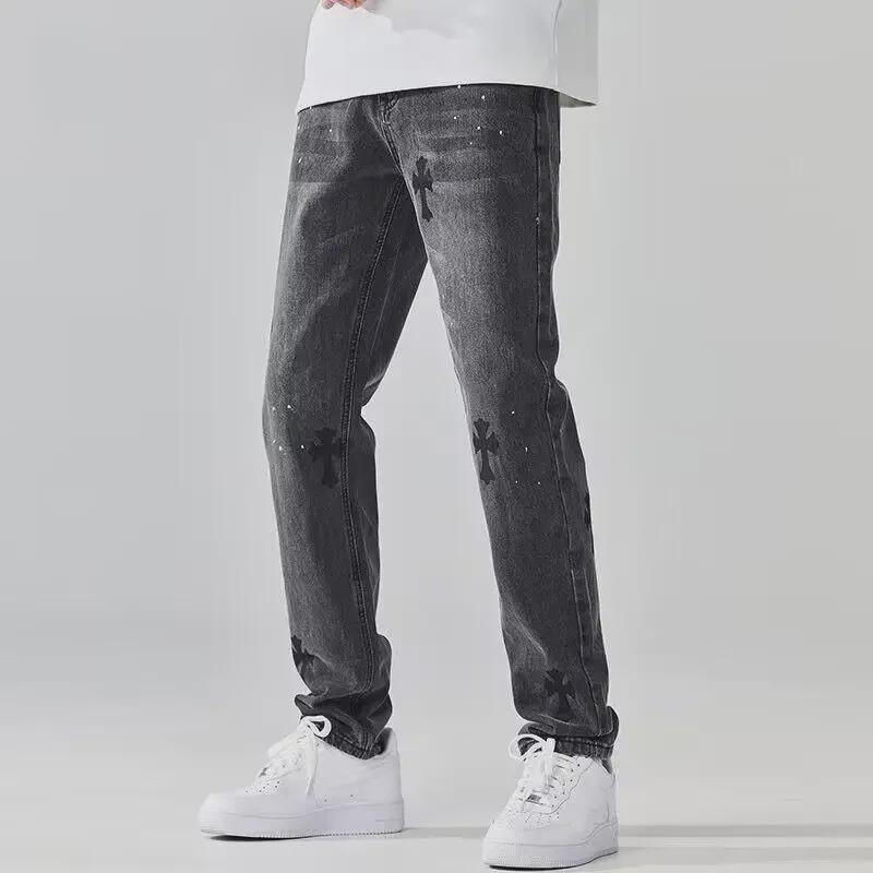 Pánské letní prané potištěné džíny se širokými nohavicemi: Evropský a americký street style