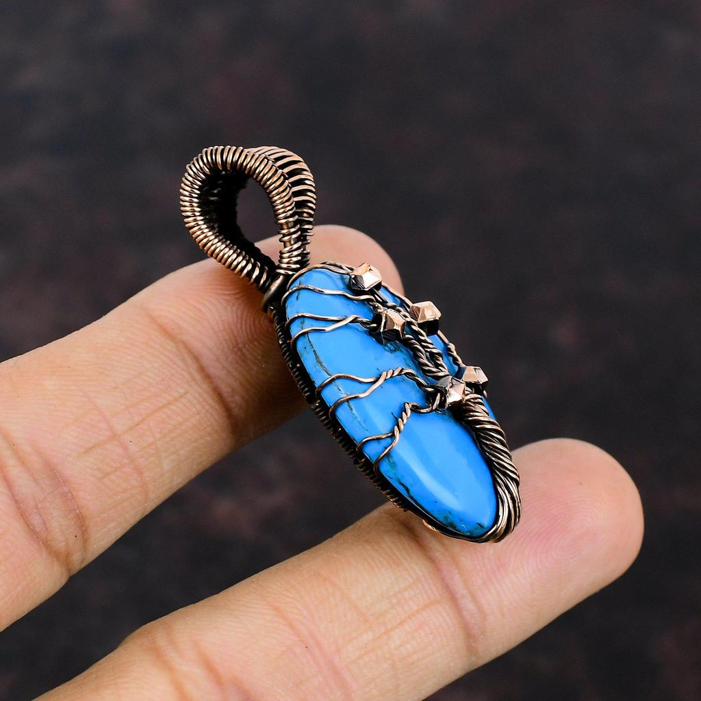Tree Of Life Sleeping Beauty Turquoise Pendant Copper Wire Wrapped Jewelry Handmade Gemstone Pendant Copper Pendant For Gift Wrapped Pendant