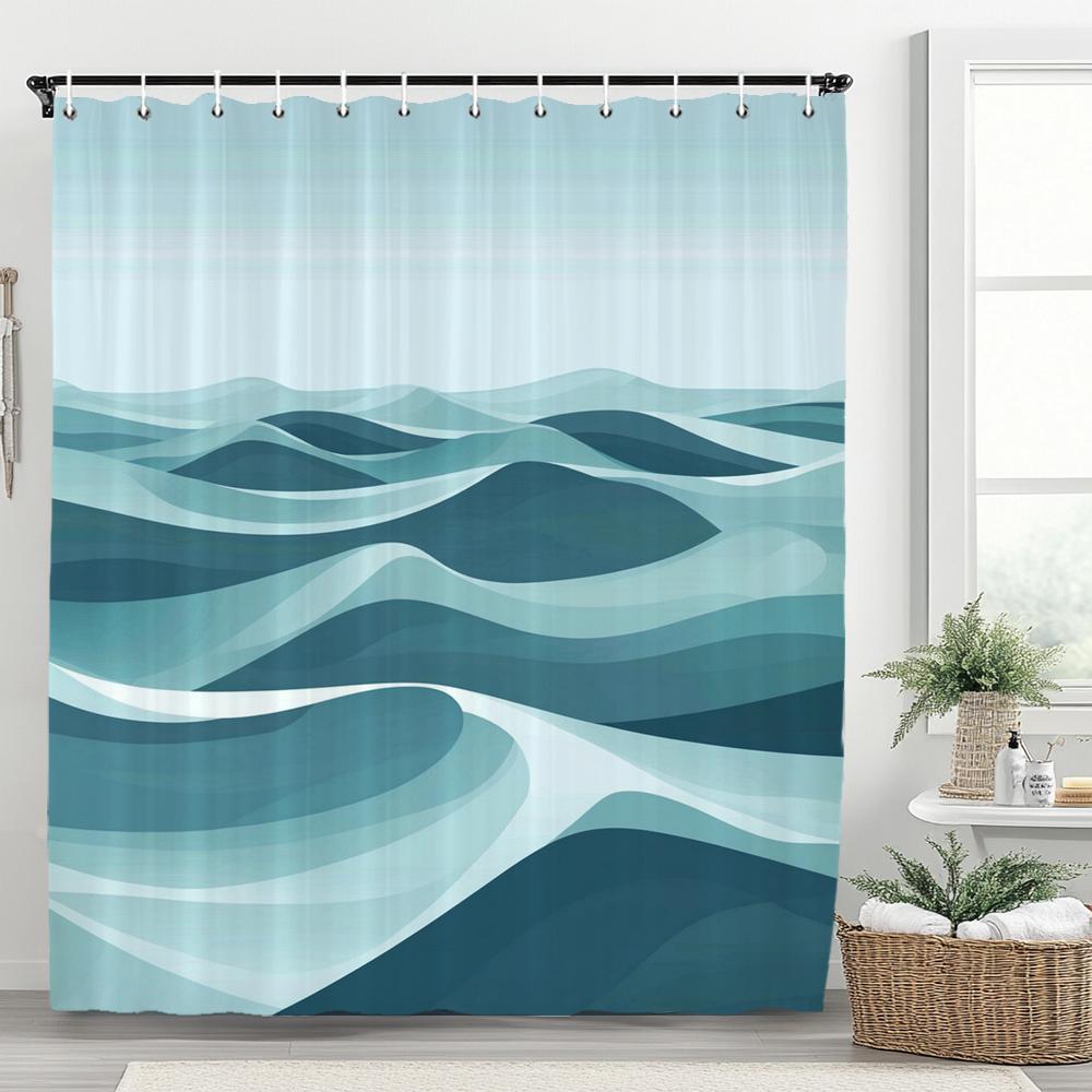 Modern Black And White Striped Corrugated Fabric Bathroom Shower Curtain, Gradient Stripe, Bathroom Decorative Shower Curtain W60H190(CM)-1 Pcs