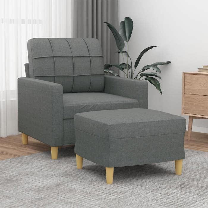 VidaXL Armchair with Footrest Dark Grey 60 Cm Fabric, Sofa, Armchair, TV Armchair, Single Sofa, Sofa, Recliner Sofa, 3200994