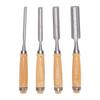 4 Pcs Wooden Handle Woodworking Gouge Tools Carbon steel Firmer Gouge Chisel  Camp