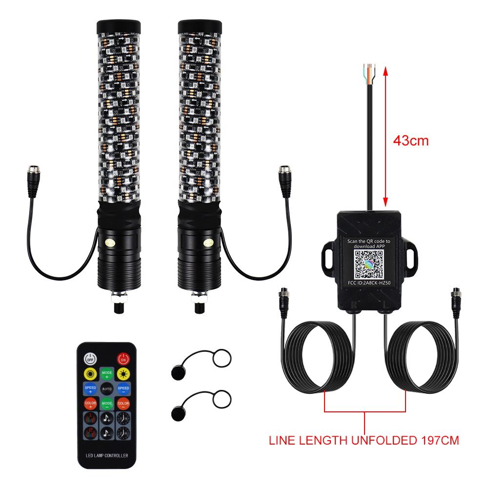 

1FT RGB Whip Lights RF Remote Control Spiral Led Chasing Whip Light for Can-Am UTV ATV RZR Off-Road SxS Sand Dune Buggy Trucks TH1FT