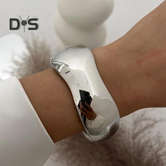 Gold Silver Bangle Bracelets Hiphop Wide Cuff Bangle Bracelet Irregular Wave Armband Jewelry for Women And Men