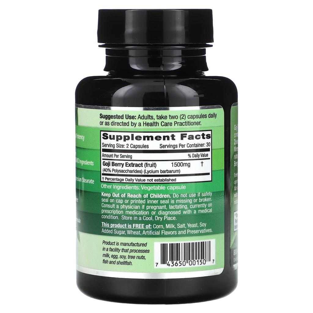 Goji Berry, Veggie Capsules 60 Tablets (750 Mg Per Capsule)