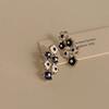 Blue and White Flower Stud Earrings Women's Autumn and Winter Temperament Cute Earrings Design Sense Niche White Earrings Tide