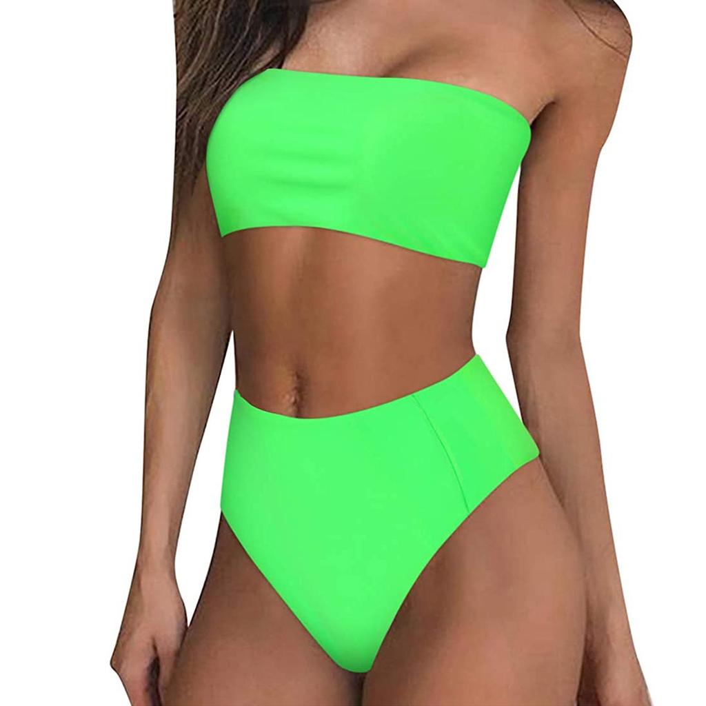 Women's Sexy Color Bralette Tops Bikini Set Two-Piece Swimsuit