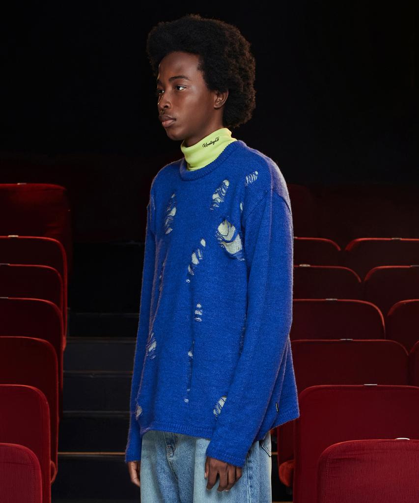 UNALLOYED Distressed Mohair Knit / Blue