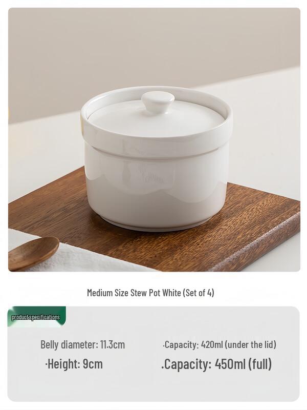 Zhaoran White Ceramic Stew Pot Set