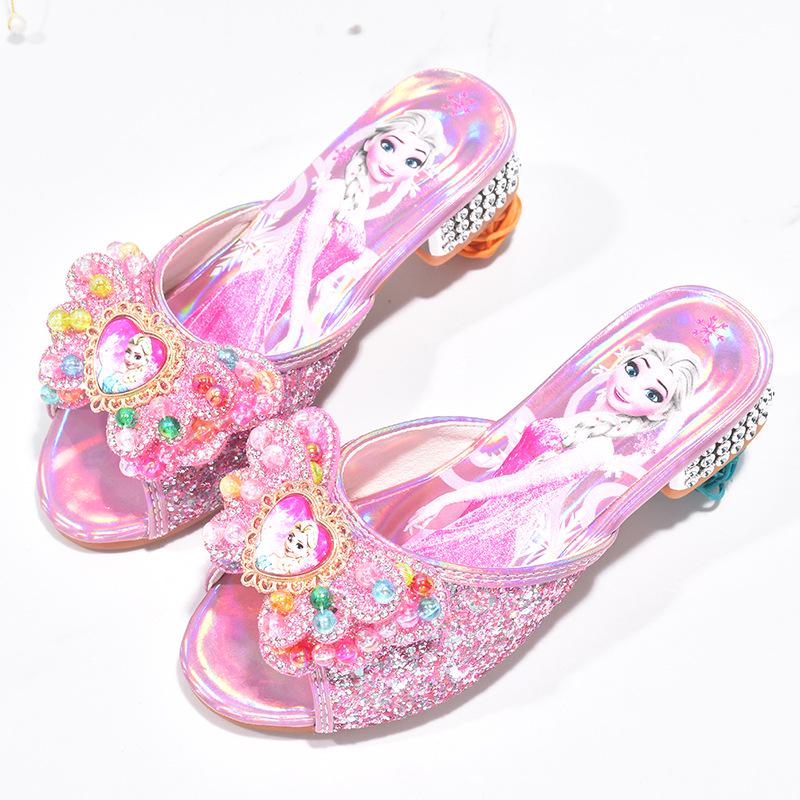 Elsa Blue Princess Summer Sandals for Girls - Cute High Heels Slippers