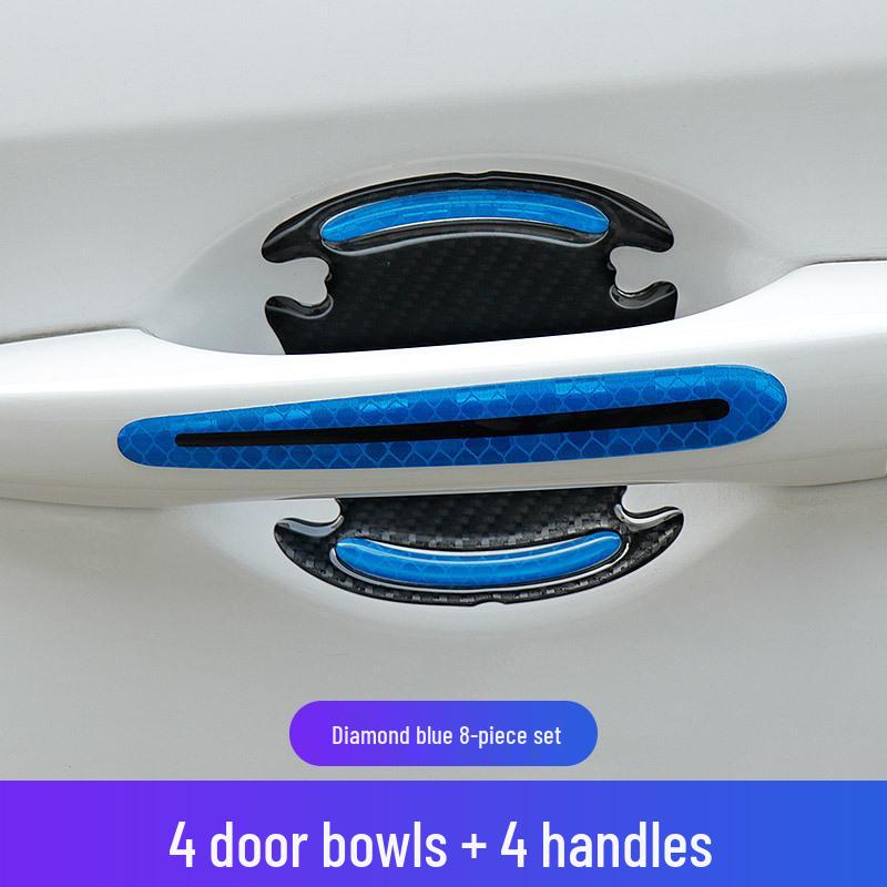 Reflective Carbon Fiber Anti-Collision Car Stickers for Handles, Door Bowl, and Mirrors
