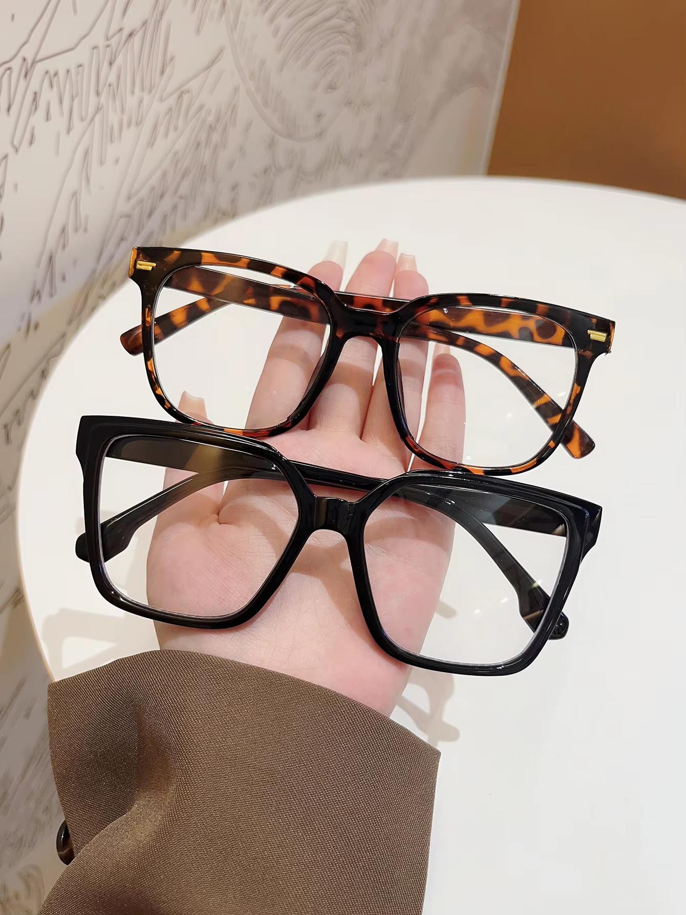 

2Pcs Elegant Square Fashion Glasses Set Casual Personality Easiest for Match Party Travel Photo Decorative Glasses