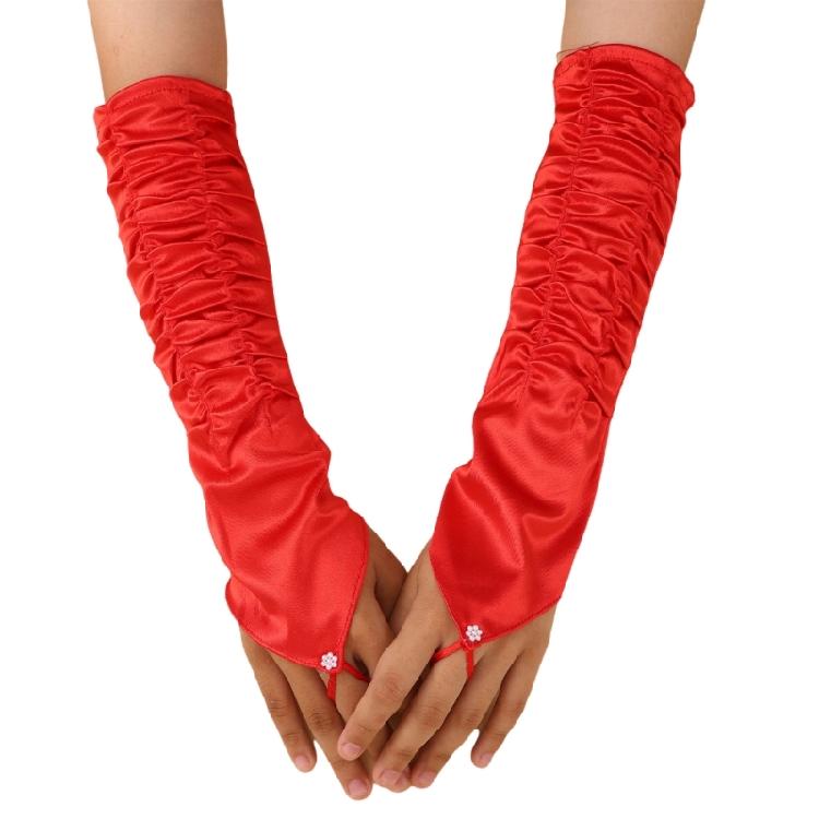 

Luxury Wrinkle Texture Gloves Foldable Absorb Perfect For Theatrical Performances Formalwear Affairs червоний