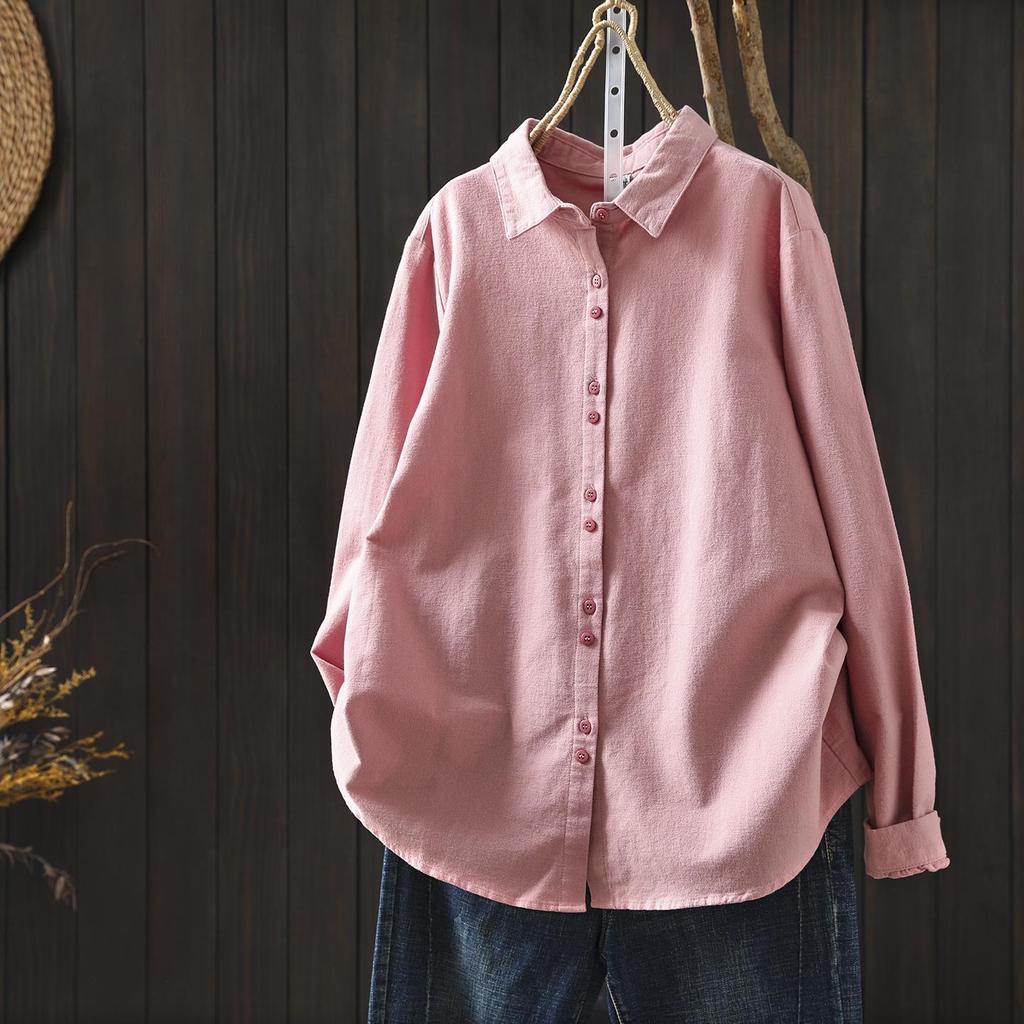 Women's Artistic Solid Purple Cotton Shirt - Spring 2026 Collection