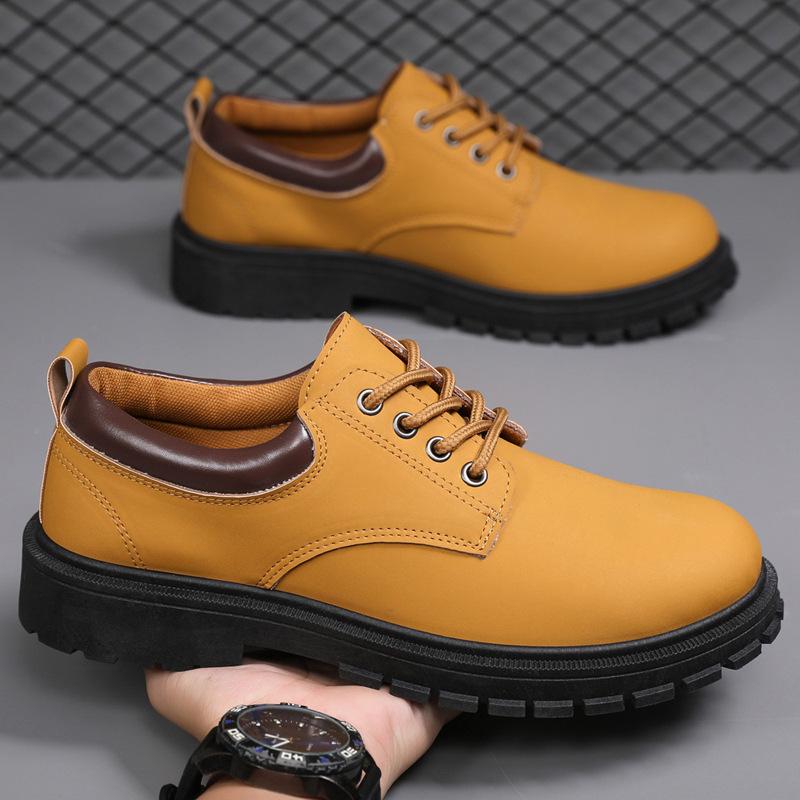 2025 New Autumn Men's Shoes Platform Tooling Shoes Men's Retro Short Boots Casual Low-top Martin Boots Work Shoes Men