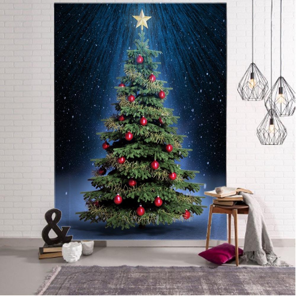 Merry Christmas Noel ağacı dekorasyonu baskılı desen goblen ev oturma odası yatak odası duvar dekorasyonu goblen