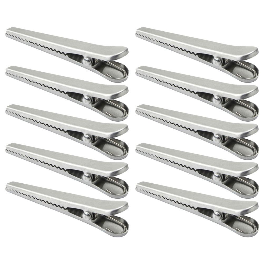 

10 Pcs Stainless Steel Alligator Clip Food Bag Sealing Clamps Kitchen Paper Clips Reusable Snack Clips Spring Clamp Office срібний