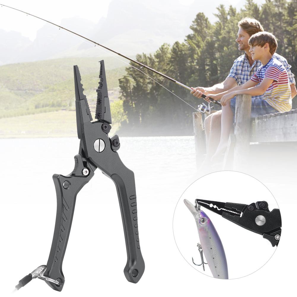 Outdoor Aluminum Alloy Lure Self Locking Fishing Pliers Fish Controller Tong Setblack