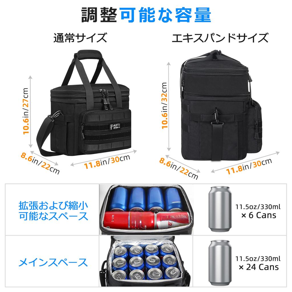 PARTI FISH Insulated Soft Cooler Box, 5-Layer Insulation, Strong Insulation, Lunch Bag, Large Capacity 15L-18L, Expandable, Foldable, Waterproof, Leak