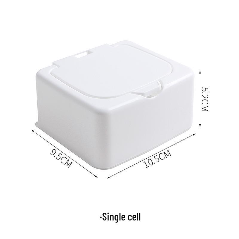 Mini Desktop Storage Box with Pop-Up Cover: Dustproof Plastic Organizer for Cotton Swabs, Cosmetic Pads, and Miscellaneous Items
