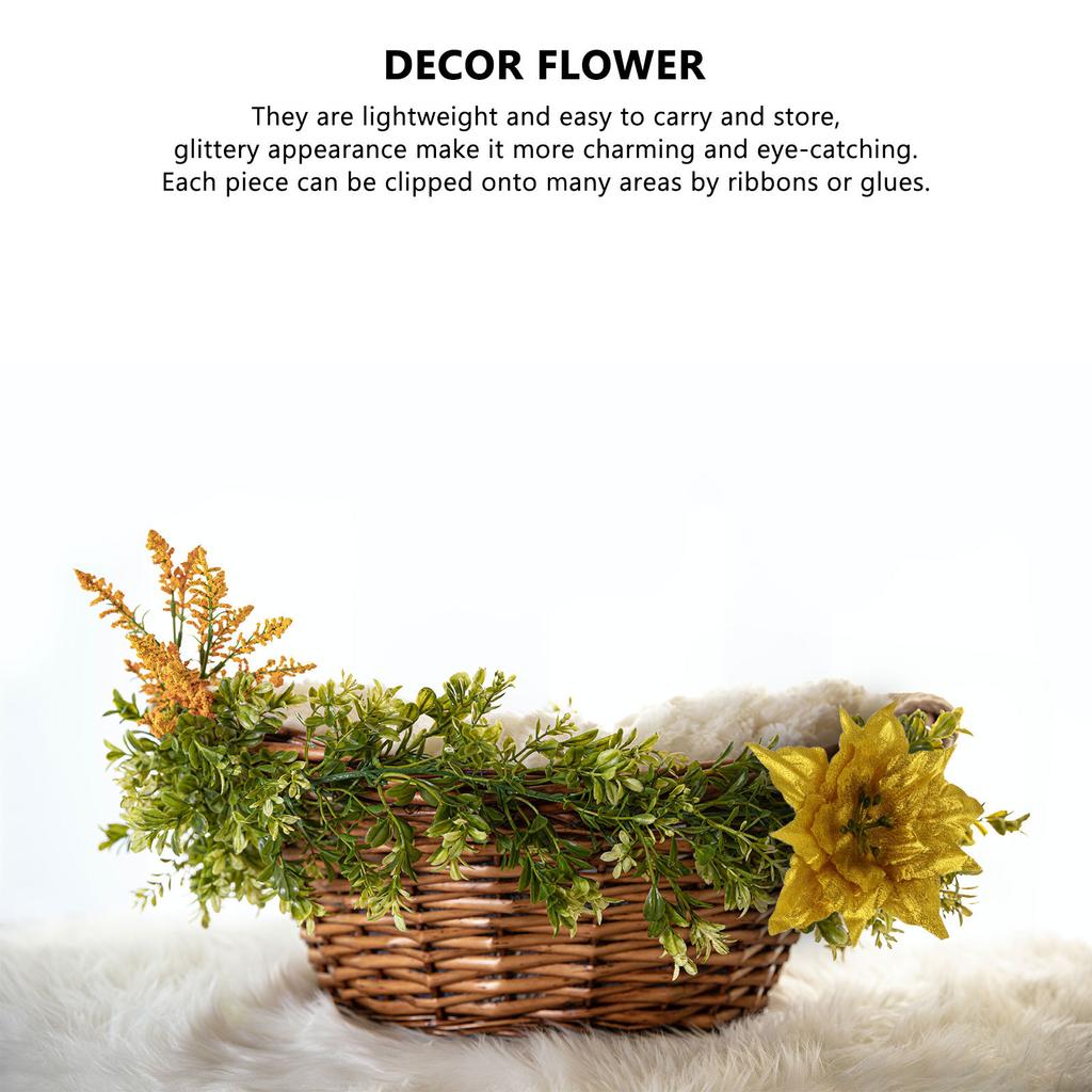 7Pcs Christmas Artificial Flowers Glitter Pe Decor Flower Accessories for Garland Centerpiece Fireplace Decoration
