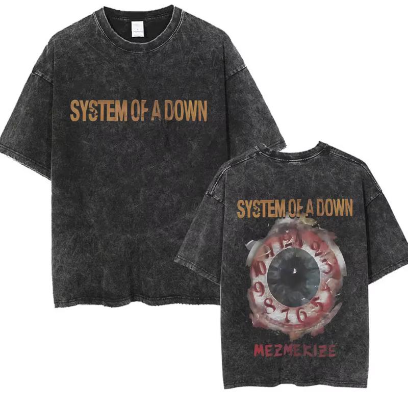 System of A Down Toxicity Album Graphic Washed Tshirt Unisex Women Rock Oversized T Shirts Unisex Vintage Alternative Metal Tshirts