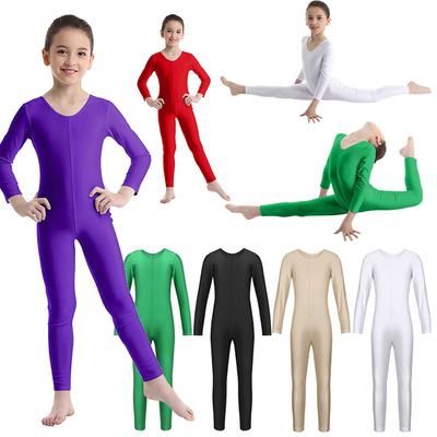Kids Girls Ballet Leotards Gymnastics Unitards Long Sleeve Zipper Dance Exercise Jumpsuit