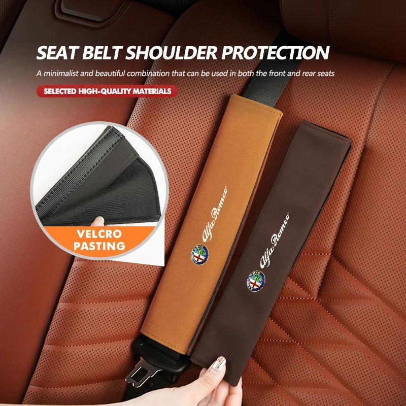 Car Seat Belt Suede Soft Shoulder Strap Cover Protection Padding For Alfa Romeo 159 Giulietta 156 147 Giulia Mito GT StelvioHA0