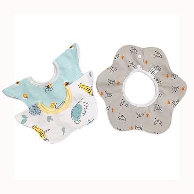 Luxury Baby Infant Cotton Waterproof Rolling Bib 3-piece Set, Bee, Zoo, Fox, 1 Set