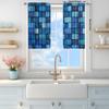 2pcs Retro Blue Mosaic Tiles Printed Curtain for Home Decor - Rod Pocket Window Treatment for Bedroom, Office, Kitchen