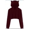 Mulheres Camisolas Com Capuz Tops de Culturas Sólida Kat Oor Lange Cropped Camisola Com Capuz Pulôver Camisola