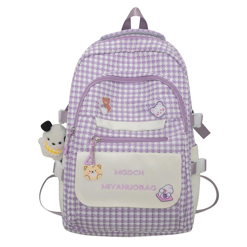 Schoolbags Children Elementary School Students Girls Plaid Letters Middle School Students No High Quality Junior High School Students Backpack