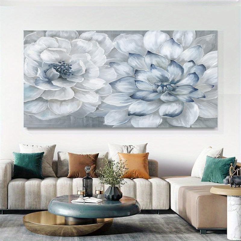 Abstract Blue Floral Canvas Painting Nordic Flower Poster and Prints Wall Art Pictures for Living Room Home Decor