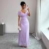 2026 Cross-border Europe, America, Amazon's New V-neck Cross-waist Fishtail Skirt, Flying Sleeve Pleated Temperament Hip Skirt