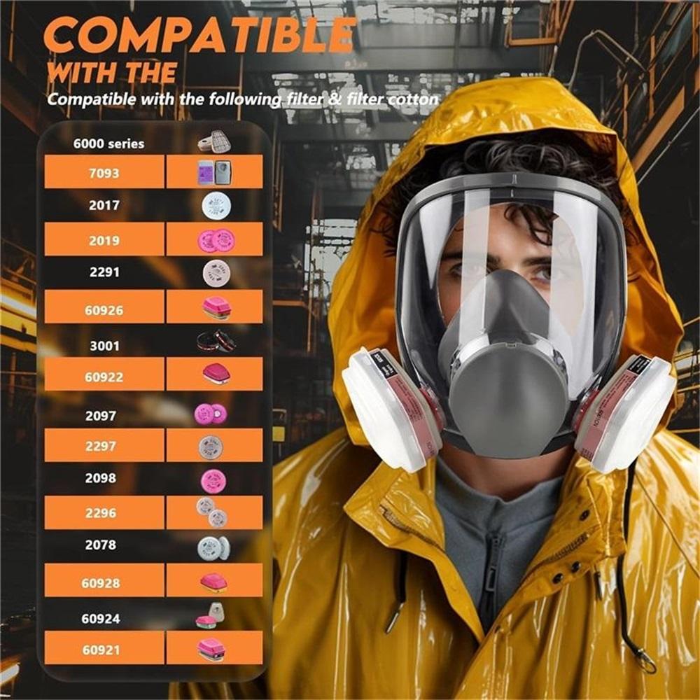 Επαναχρησιμοποιήσιμη μάσκα αναπνευστήρα πλήρους προσώπου, μάσκα αερίου 6800, σύνδεση μπαγιονέτ, στεγανοποίηση προσώπου σιλικόνης, μάσκες σκόνης για βαφή, λείανση, ξυλουργική, συγκόλληση, χημικά