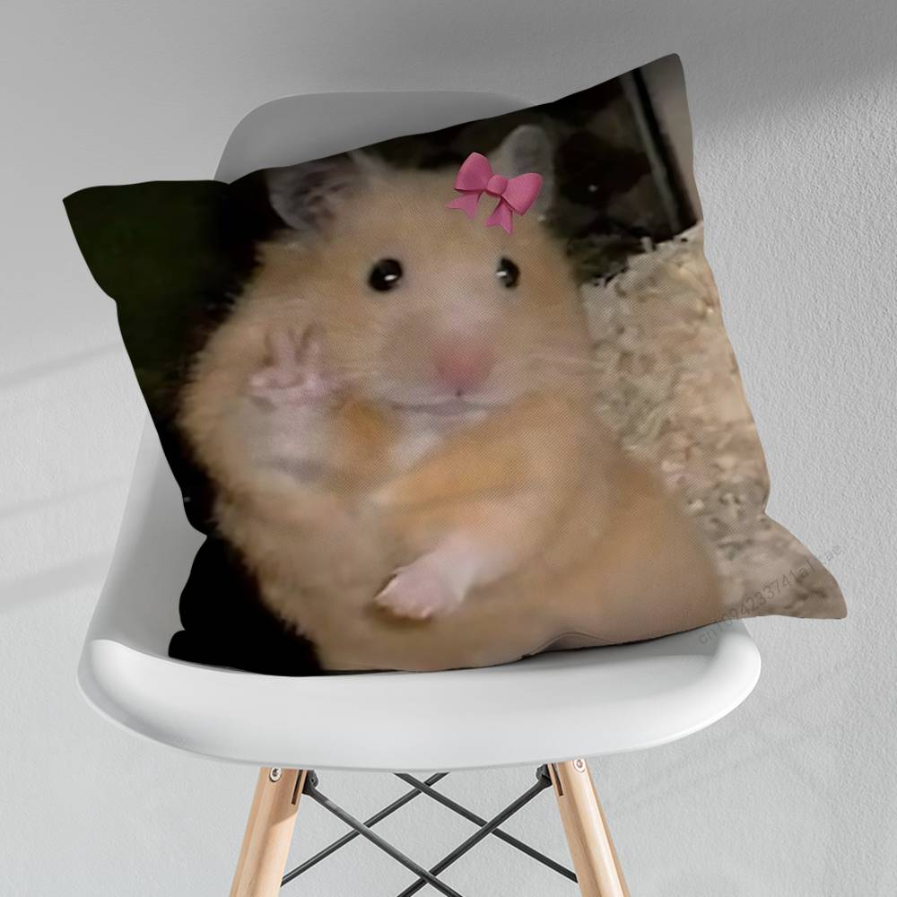 Hamster Lustig Traurig Meme Kissen über Wohnzimmer Sofa Kissenbezug Heimdekoration Schlafzimmer Zimmer Bett Kissenbezug
