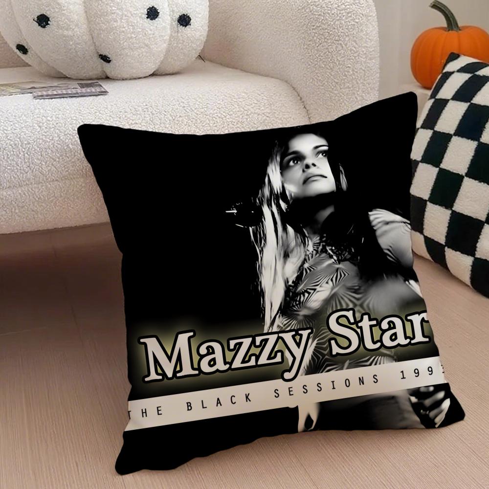 Pop Music Album M-Mazzy Star Pillow Case Anti-dustmite Pillowcase Invisible zipper silky short plush Sofa cushion cover