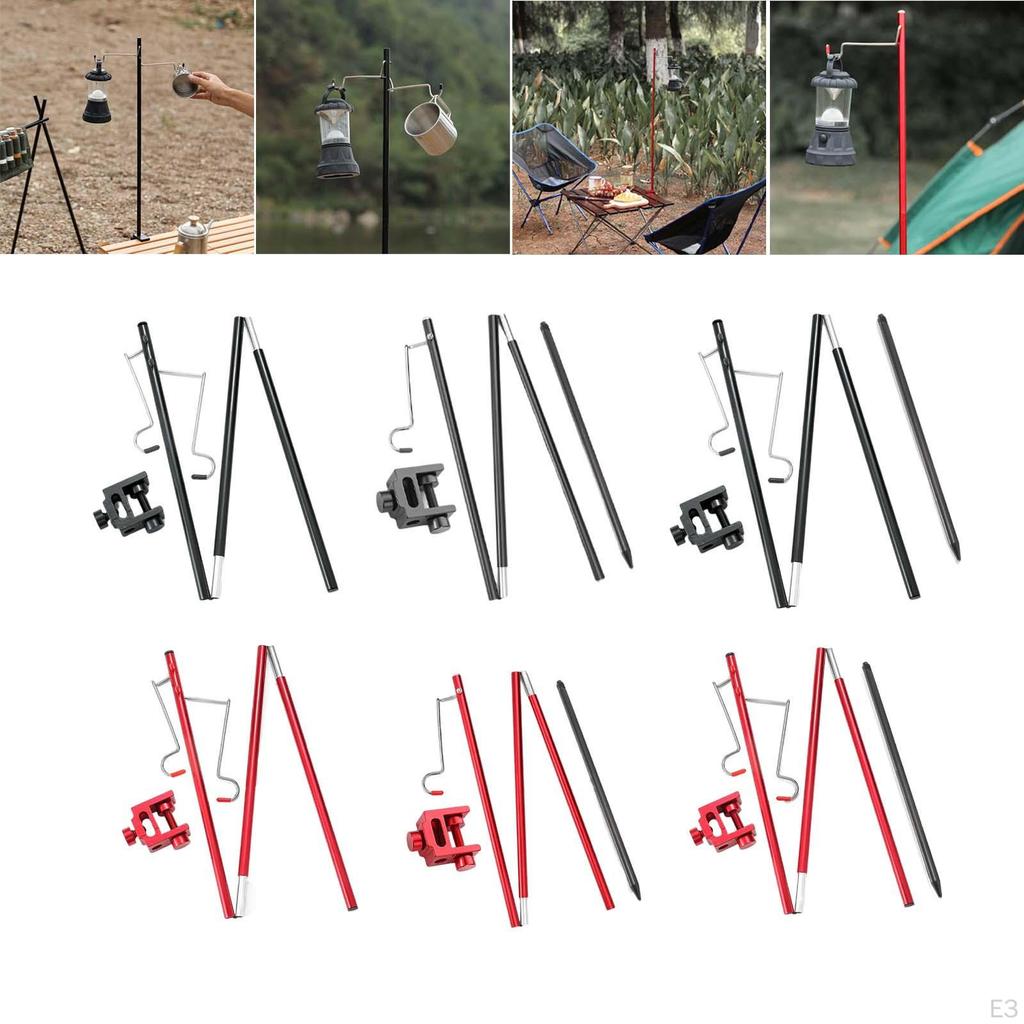Camping Stand, Aluminum Alloy Lamp Stake and Hook, Adjustable Hanger for Outdoor Picnic, ,