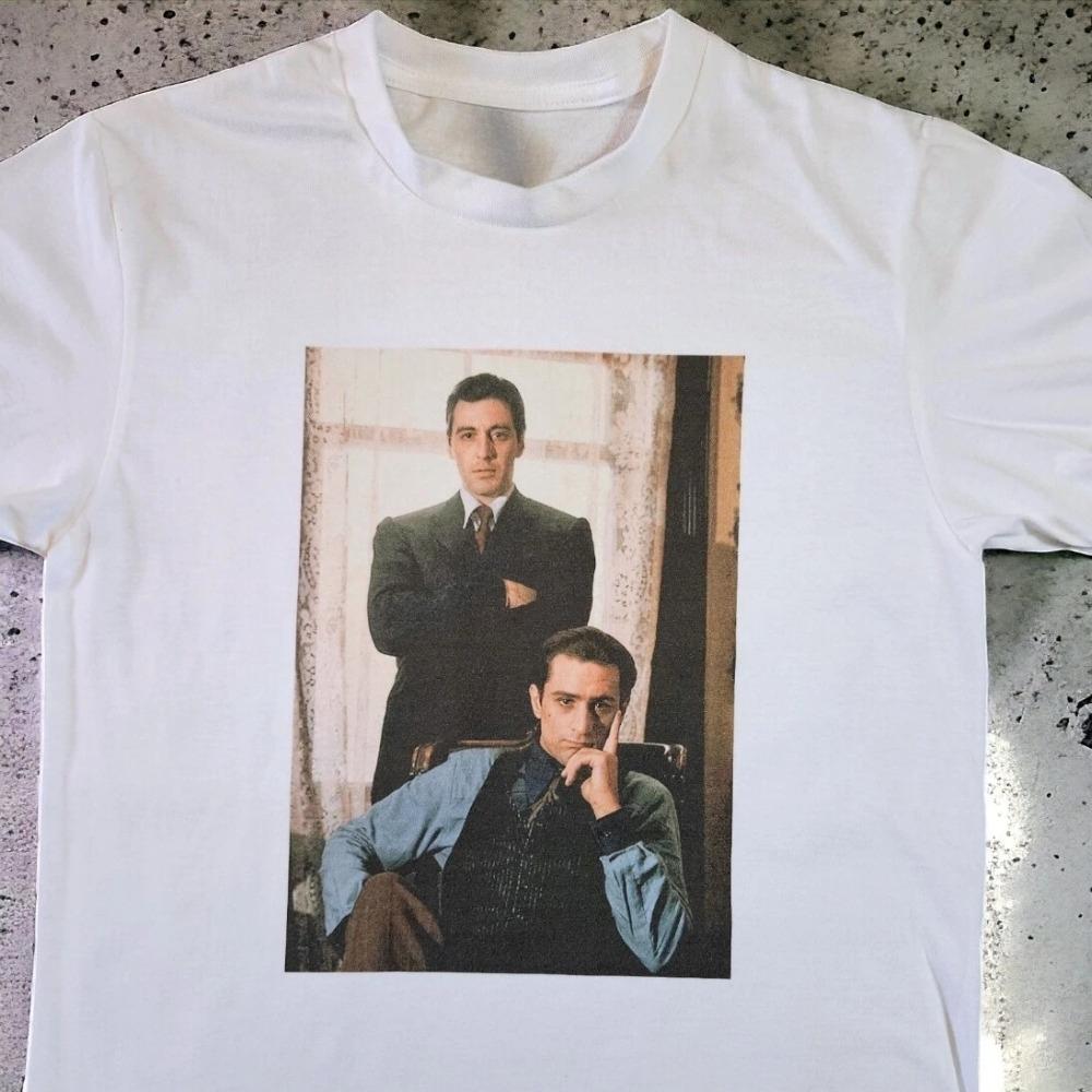 Robert De Niro a Al Pacino Kmotr Mafie bílé tričko Čistá bavlna celoroční pár street style top