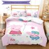 3pcs Peppa Pig Bedding Set Duvet Cover Closure Includes 1 Duvet Cover & 2 Pillowcases, Soft and Comfortable for All Seasons.