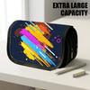 1pc Large Capacity Flip-Top Pencil Case Suitable for School & Office, Thickened Oxford Pencil Bag with Double-Layer Zipper & Flip-Top Lid, Multifuncti