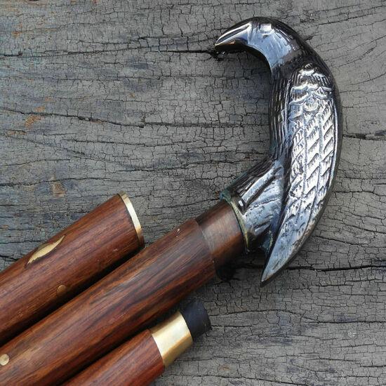 Antique Style Victorian Vintage Designer Brass Handle Cane Wooden Walking Stick