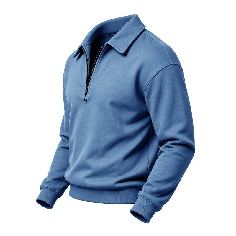 Men S Casual Plus Size Half Zip Long Sleeve Sweatshirt
