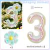 40Inch Colorful Transparent Number Balloons & Large Transparent Daisy Foil Balloons, For Birthday Party, Anniversary Decoration